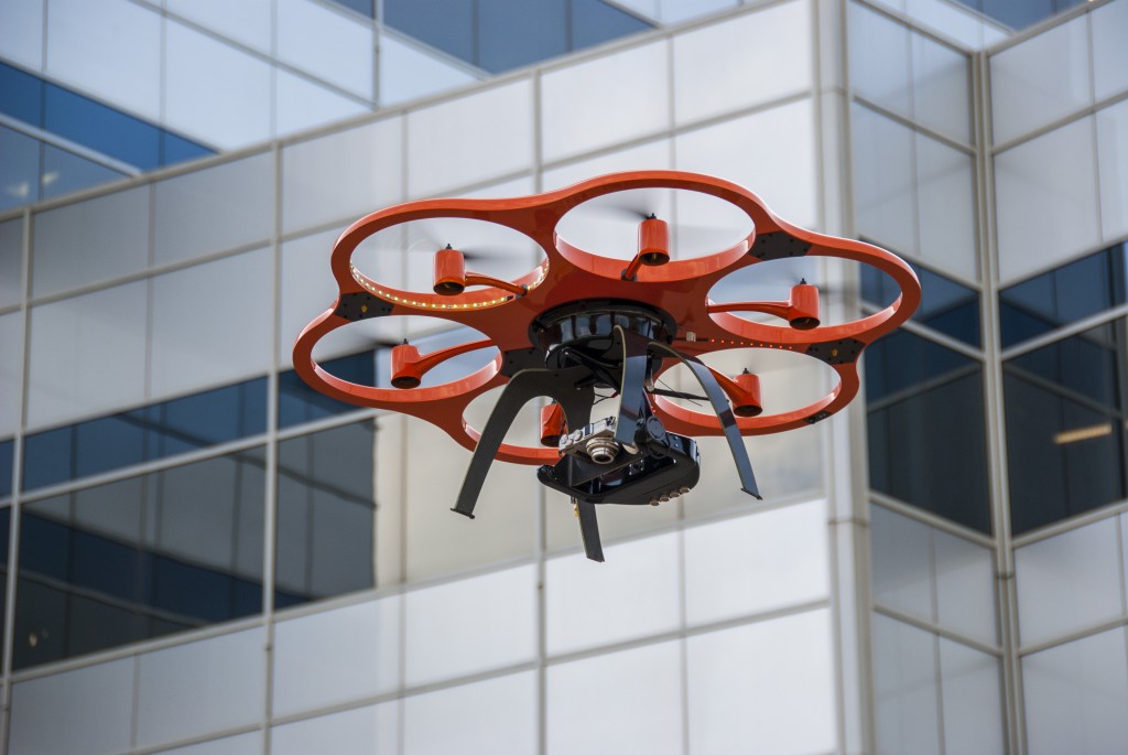 Aerial inspection with the Aibot X6. Image courtesy of Brasfield & Gorrie.